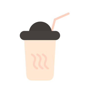 Tek kullanımlık Sıcak Kahve Düz Vektör Simgesi Tasarımı