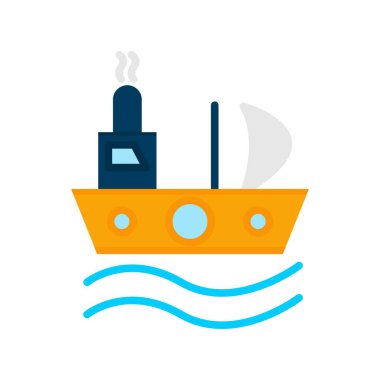  Gemi Düz Vektör Simgesi Tasarımı