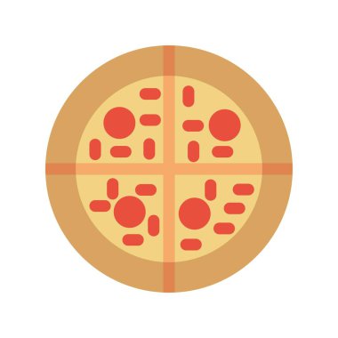 Pizza Düz Vektör Simgesi Tasarımı