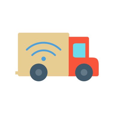 Teslimat Aracı Düz Vektör Simgesi Tasarımı