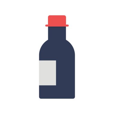 Şarap Şişesi Düz Vektör Simgesi Tasarımı