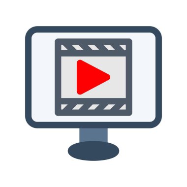 Video Düz Vektör Simgesi Tasarımı