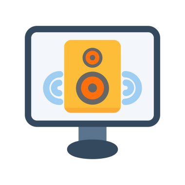 Hoparlör Düz Vektör Simgesi Tasarımı