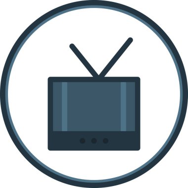 Televizyon Düz Çember Vektör Simgesi Tasarımı