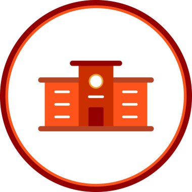 Ofis Binası Düz Çember Vektör Simgesi Tasarımı