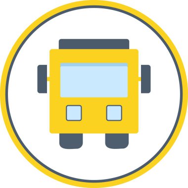 Okul Otobüsü Düz Çember Vektör Simgesi Tasarımı