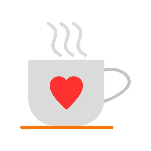 Love Coffee Cup Lapos Vektor Ikon Desig — Stock Vector