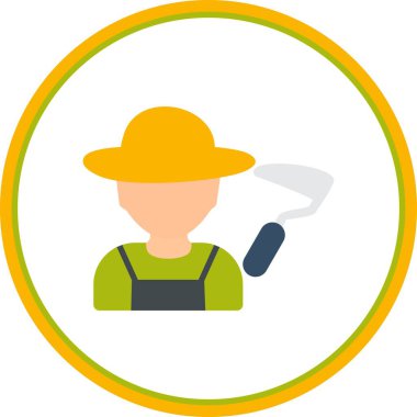 Çiftçi Düz Çember Vektör Simgesi Tasarımı