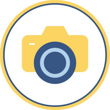 Fotoğraf Kamerası Düz Çember Vektör Simgesi Tasarımı