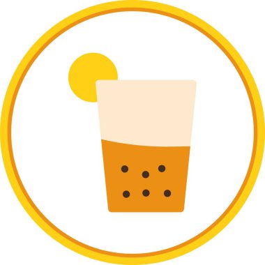 Süt Çayı Düz Çember Vektör Simgesi Tasarımı