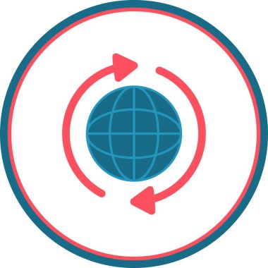 Dünya Düz Çember Vektör Simgesi Tasarımı