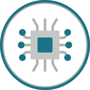 İşlemci Düz Çember Vektör Simgesi Tasarımı