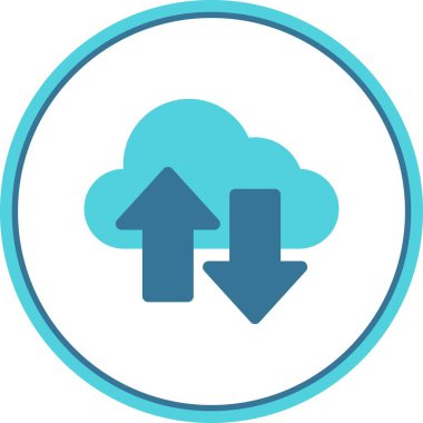 Bulut Hesaplama Düz Çember Vektör Simgesi Tasarımı