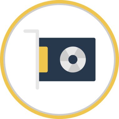 Vga Kart Düz Çember Vektör Simgesi Tasarımı