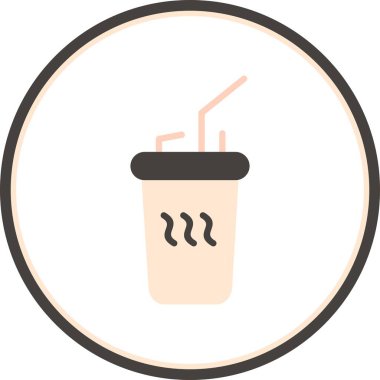 Tek kullanımlık Çay Fincanı Düz Çember Vektör Simgesi Tasarımı