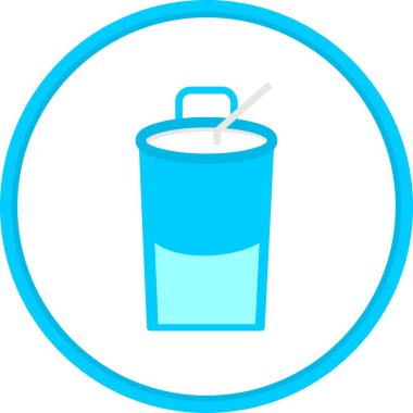 Sıcak Çay Tek Kullanılabilir Cam Düz Çember Vektör Simgesi Tasarımı