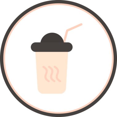 Tek kullanımlık Sıcak Kahve Düz Çember Vektör Simgesi Tasarımı