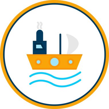 Gemi Düz Çember Vektör Simgesi Tasarımı