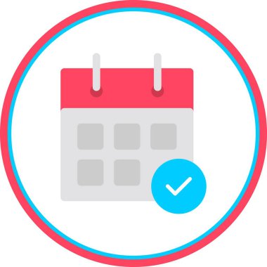 Takvim Düz Çember Vektör Simgesi Tasarımı