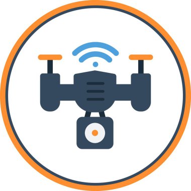 Drone Düz Çember Vektör Simgesi Tasarımı