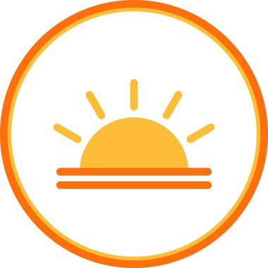  Sunset Düz Çember Vektör Simgesi Tasarımı