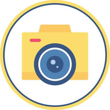 Kamera Düz Çember Vektör Simgesi Tasarımı