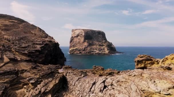 Sagres Portekiz Deki Kayalıkların Plajların Hava Görüntüleri Mavi Bir Gökyüzü — Stok video