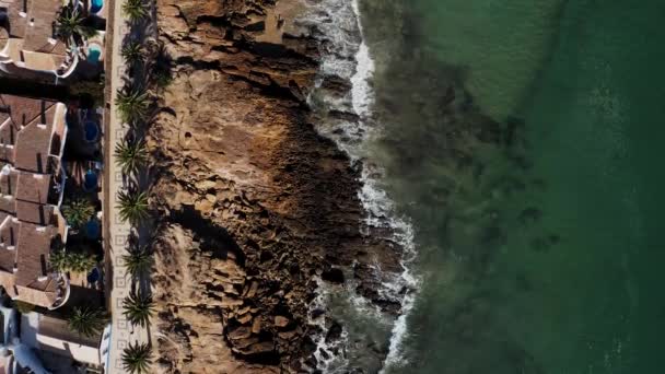 Cinematic Luz Beach Aerial View Sunny Drone Flight Coastal Line — стокове відео