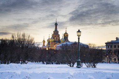 View of the Church of the Savior on Spilled Blood in winter