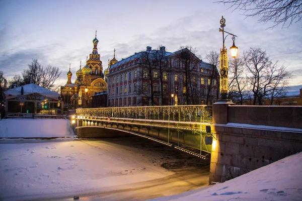 View of the Church of the Savior on Spilled Blood in winter, — Φωτογραφία Αρχείου