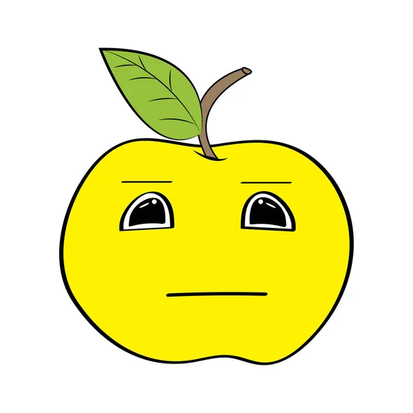 Žlutá jablečná ilustrace neutrální emoce. Plochý vektor — Stockový vektor