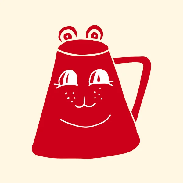 Decorative mug with cute face in color trend vector illustration — Stockvektor