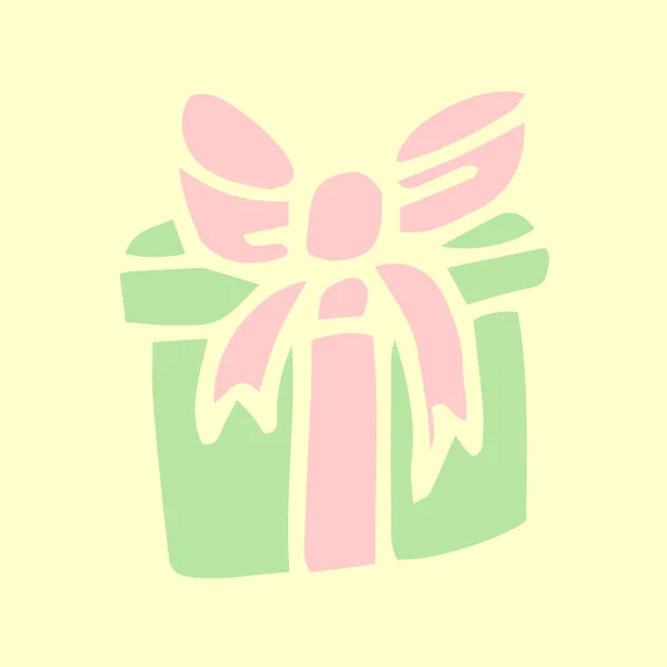 Caja de regalo tendencia color garabato ilustración sobre el fondo amarillo — Vector de stock