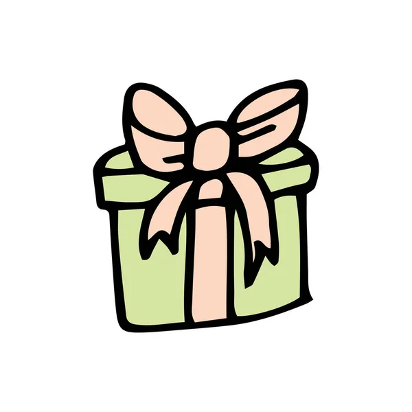 Gift box trend color doodle vector illustration —  Vetores de Stock