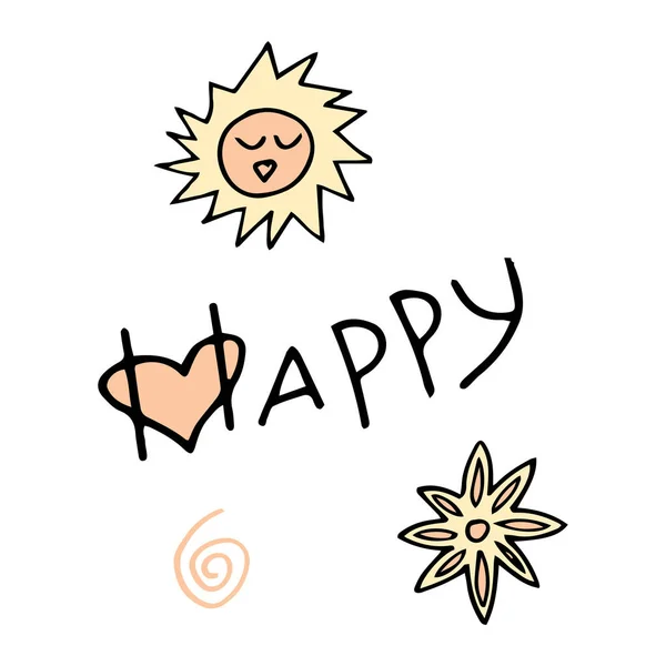 Letrtering happy party doodle colorful vector illustration — Vetor de Stock