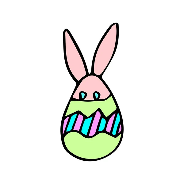 Easter egg hare colorful doodle illustration vector — Vetor de Stock