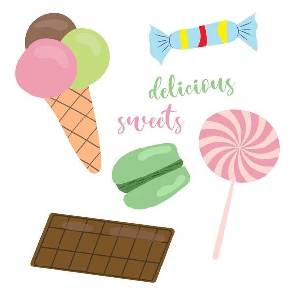 美味的色彩艳丽的棒棒糖杏仁冰淇淋无缝图案 — 图库矢量图片