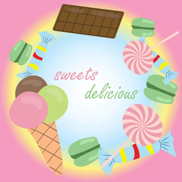 美味糖果彩色卡矢量插图 — 图库矢量图片