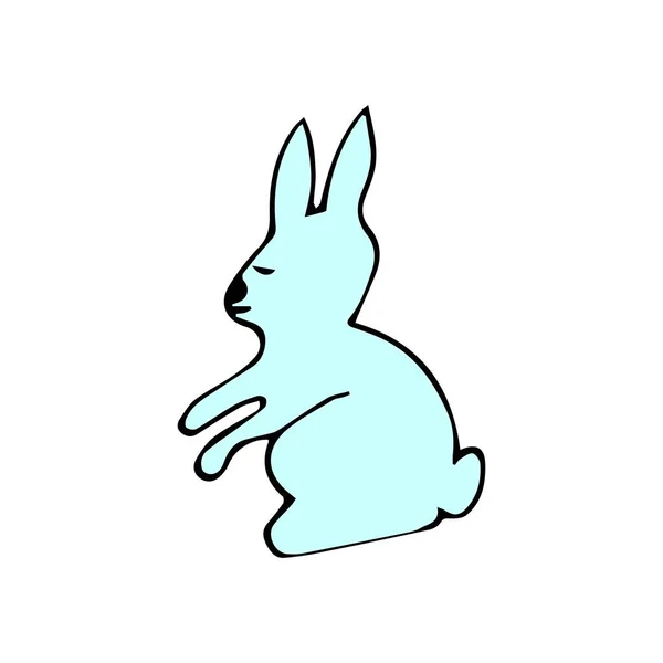 Easter bunny doodle blue color trend illustration vector — Stock Vector