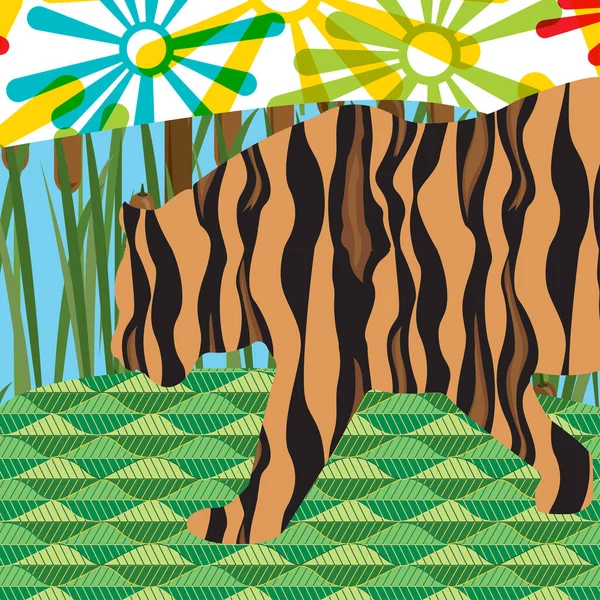 Imagen abstracta con un tigre a partir de un patrón — Archivo Imágenes Vectoriales