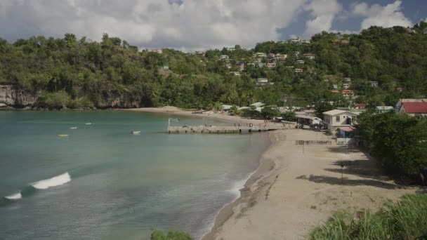 Widok Lotu Ptaka Nadbrzeże Anse Raye Lucia — Wideo stockowe