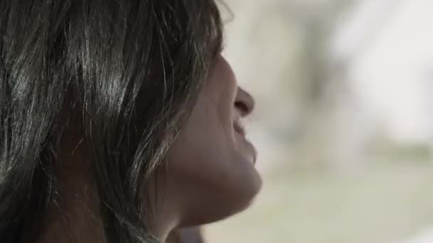 Detail Ženy Zpívající Autě Zrcadlo Cedar Hills Utah Spojené Státy — Stock video