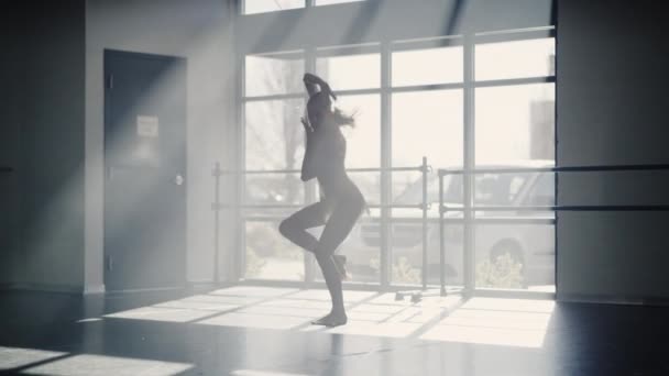 Woman Running Jumping Practicing Contemporary Dance Dance Studio Lehi Utah — Stock videók
