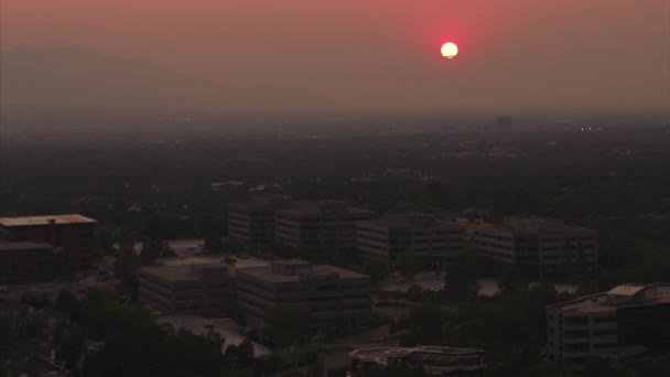 Vedere Aeriană Peisajului Urban Apus Soare Salt Lake City Utah — Videoclip de stoc