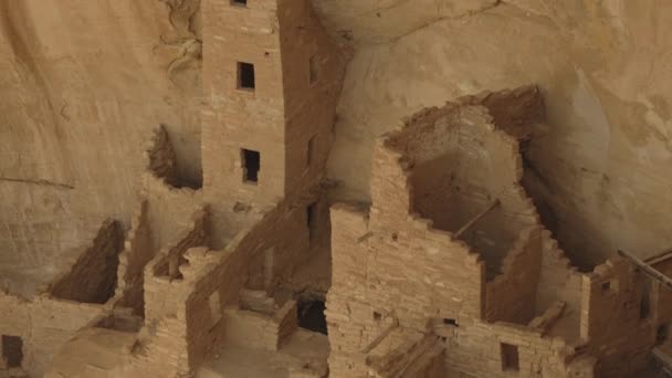 Wysoki Kąt Widzenia Starożytnych Mieszkań Mesa Verde National Park Cortez — Wideo stockowe