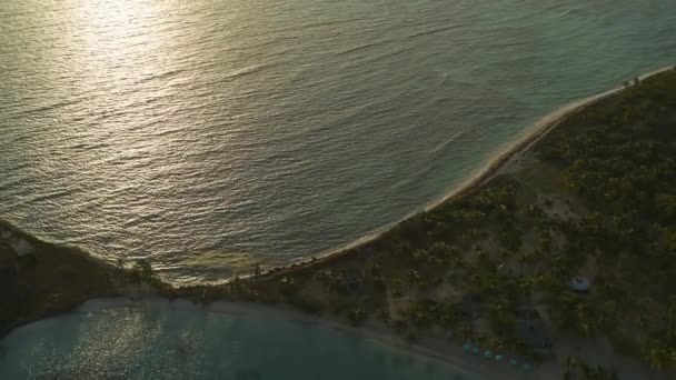 Letecký Pohled Katamarány Lodí Blízkosti Pobřeží Salt Whistle Bay Mayreau — Stock video
