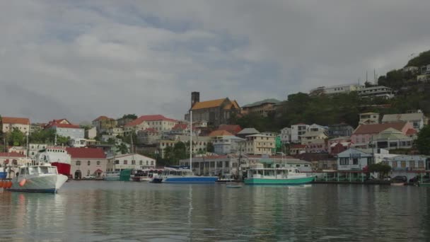 Barche Case Lontane Porto Turistico Georges Grenada — Video Stock
