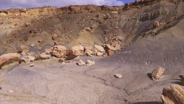 Zoom Uit Het Veld Van Rotsen Woestijn Moore Utah Verenigde — Stockvideo