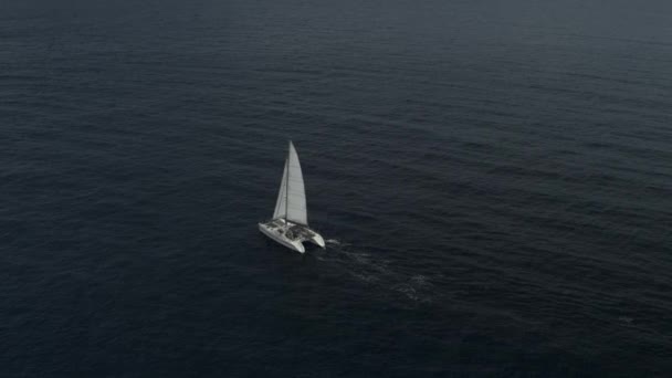 Letecký Pohled Vzdálený Katamarán Oceánu Ronde Island Grenada — Stock video