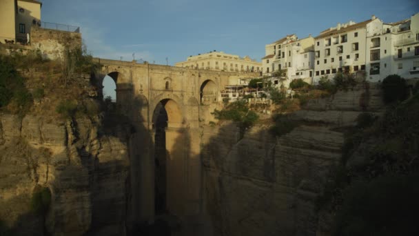 Ombre Sur Les Formations Rocheuses Puente Nuevo Ronda Malaga Espagne — Video
